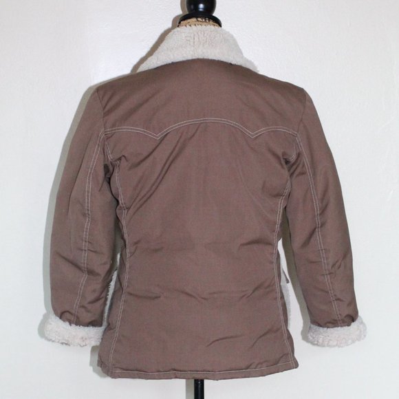 Vtg Tempco Brown Goose Down Zip Sherpa Collar Coat Jacket USA Women's S/M - Picture 3 of 12